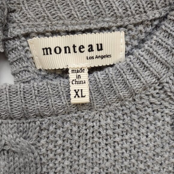 Monteau Soft Gray Sweater w/ Boho Lace Layer Women's XL Urban Street Trend - Picture 8 of 9